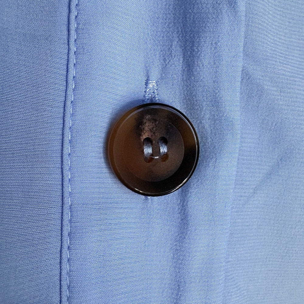 White Birch Blue Oversized Button Down Shirt with 3/4 Sleeves - Picture 4 of 6